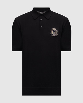 Dolce&Gabbana Black cotton polo shirt with monogram logo GXZ02ZJBCIU