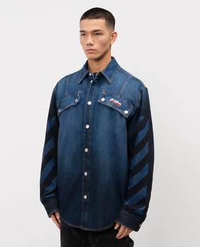 Off-White Blue denim shirt with logo embroidery OMYD05NF25DEN001