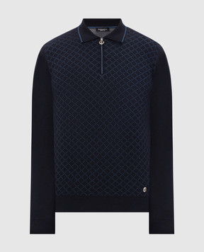 Stefano Ricci Blue cashmere and silk polo shirt K808114P30F26379