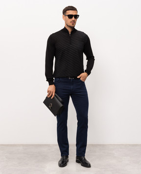 Stefano Ricci Black striped wool, silk and cashmere jumper KE08023L01E26373