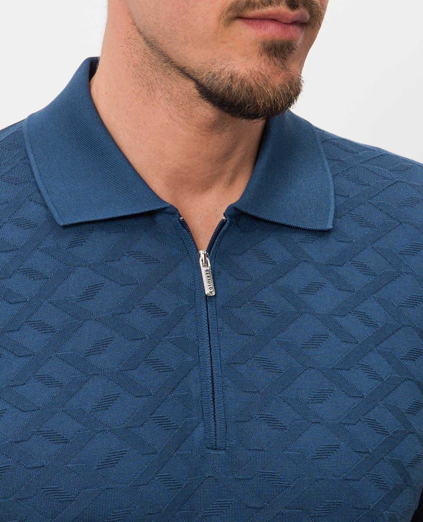 

Blue patterned silk polo shirt Bertolo Cashmere