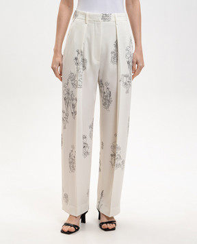 Victoria Beckham White floral print pants 1126WTR002857M