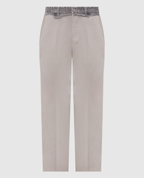 Maison Margiela MM6 Grey wool trousers with logo patch SH0KA0062MTN130