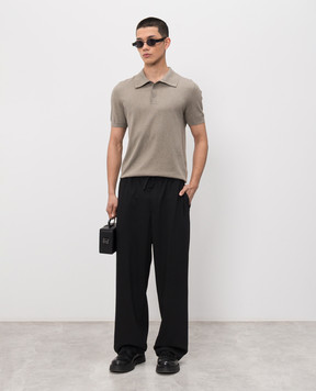 Heliot Emil Alae khaki silk polo M07091