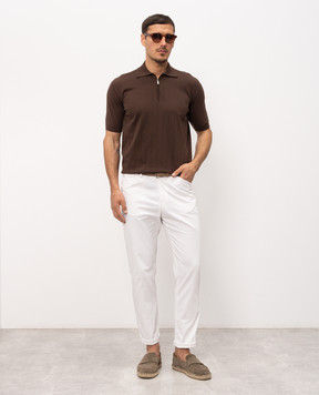 Bilancioni Brown polo shirt with perforated stripes BE26M5PZF5