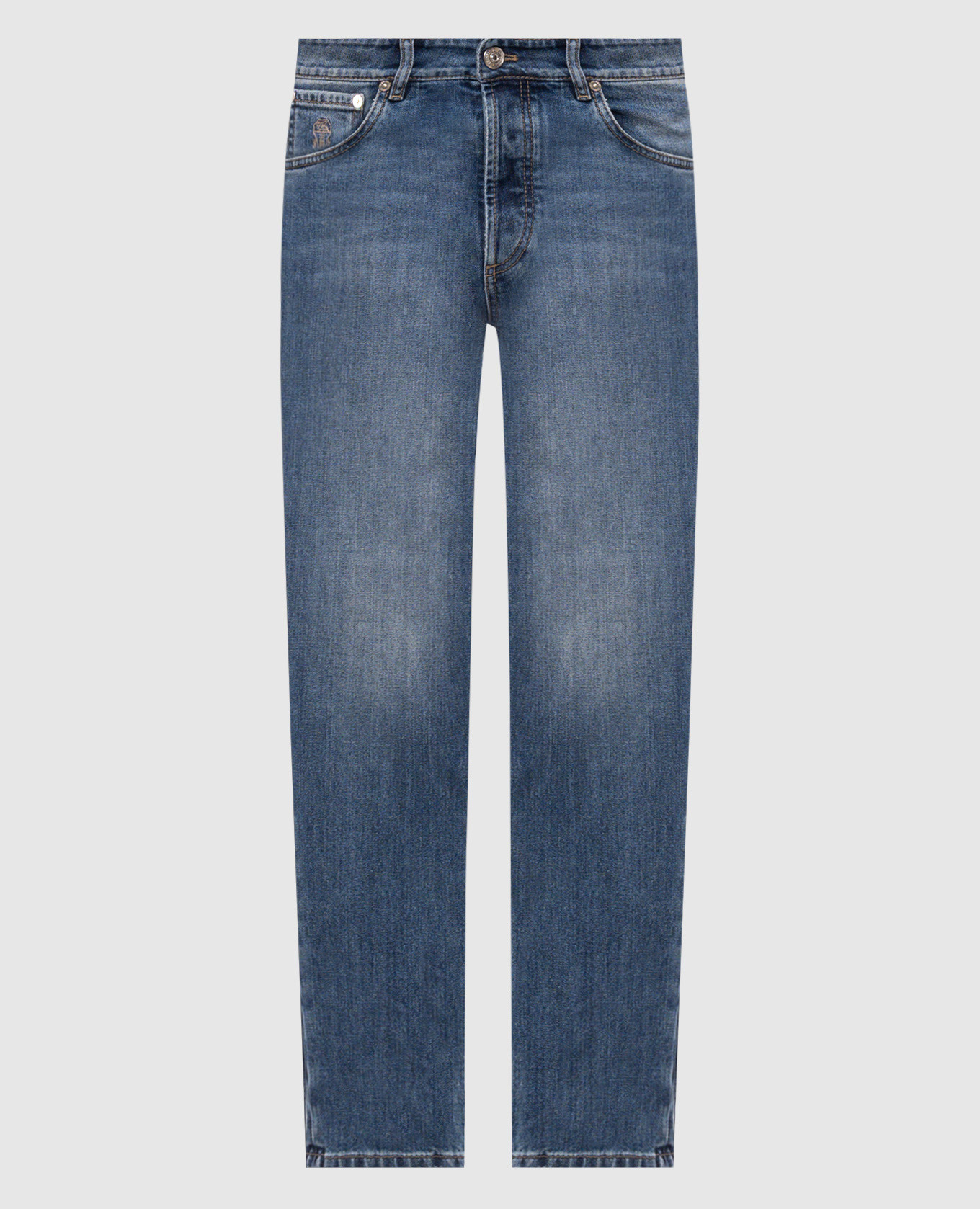 Blue jeans with embroidered logo