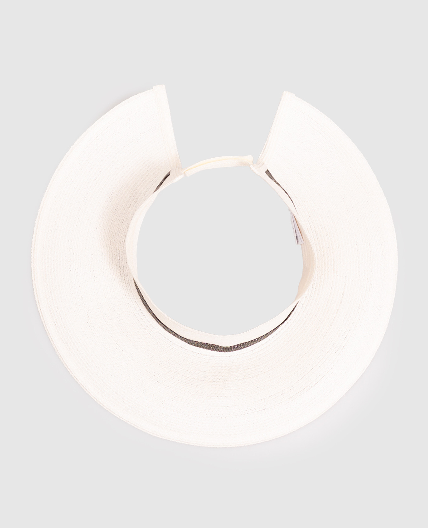 Ivory peaked hat with monil chain Brunello Cucinelli 3