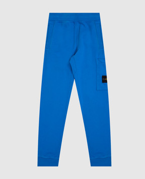 Stone Island Kids' blue joggers with logo K2S166200001S0A2014