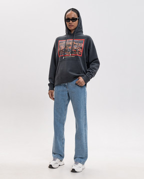 Off-White Flowers Field gray hoodie 2FE00447T