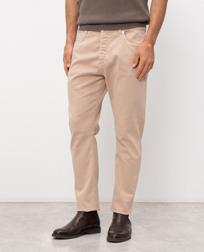 Brunello Cucinelli Beige jeans with embroidered emblem M277PX1290