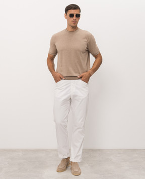 Bertolo Cashmere Beige t-shirt with edging 902204002056