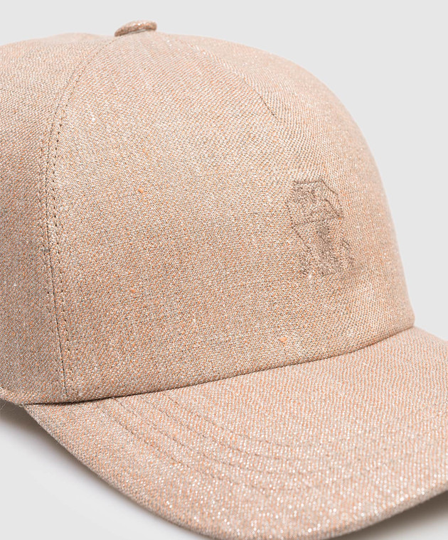 Brunello Cucinelli - Beige linen cap with embroidered emblem
