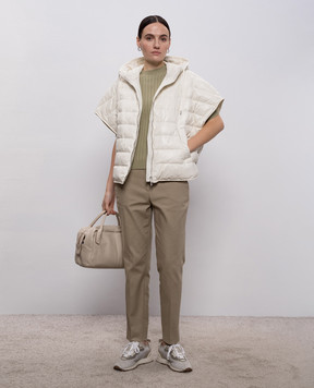Peserico White down vest with monil chain A2411702200