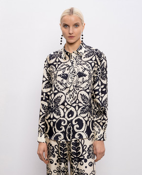 Maurizio Beige printed silk blouse MZS6W07210481