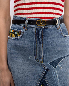 Valentino Reversible leather belt with emblem 8W2T0SU8IYR