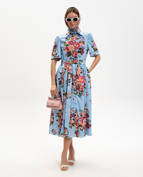 Dolce&Gabbana Blue floral print midi shirt dress F6JFNTHS5UU