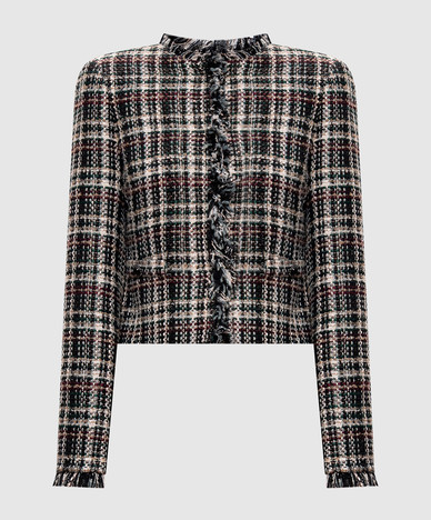 Checkered tweed jacket