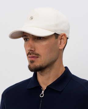 Stefano Ricci Ivory cashmere cap with embroidery MCV630012ECO60HC