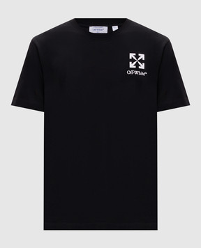 Off-White Black T-shirt with logo and emblem print 44MAA027S26J00B