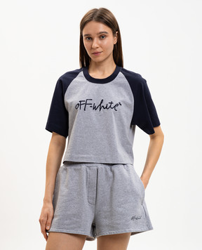 Off-White Grey melange T-shirt with embroidered logo 2AA13IS26JER001
