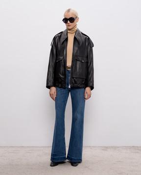 Dondup Amber blue flared jeans with logo patch DP619DS0107DMC2
