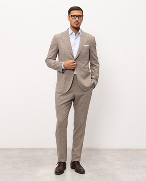 Pini Parma Brown suit made of wool, silk and linen SUSTOBAC