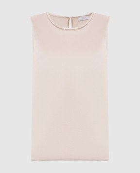 Peserico Beige silk blouse with monil chain A08893D02372