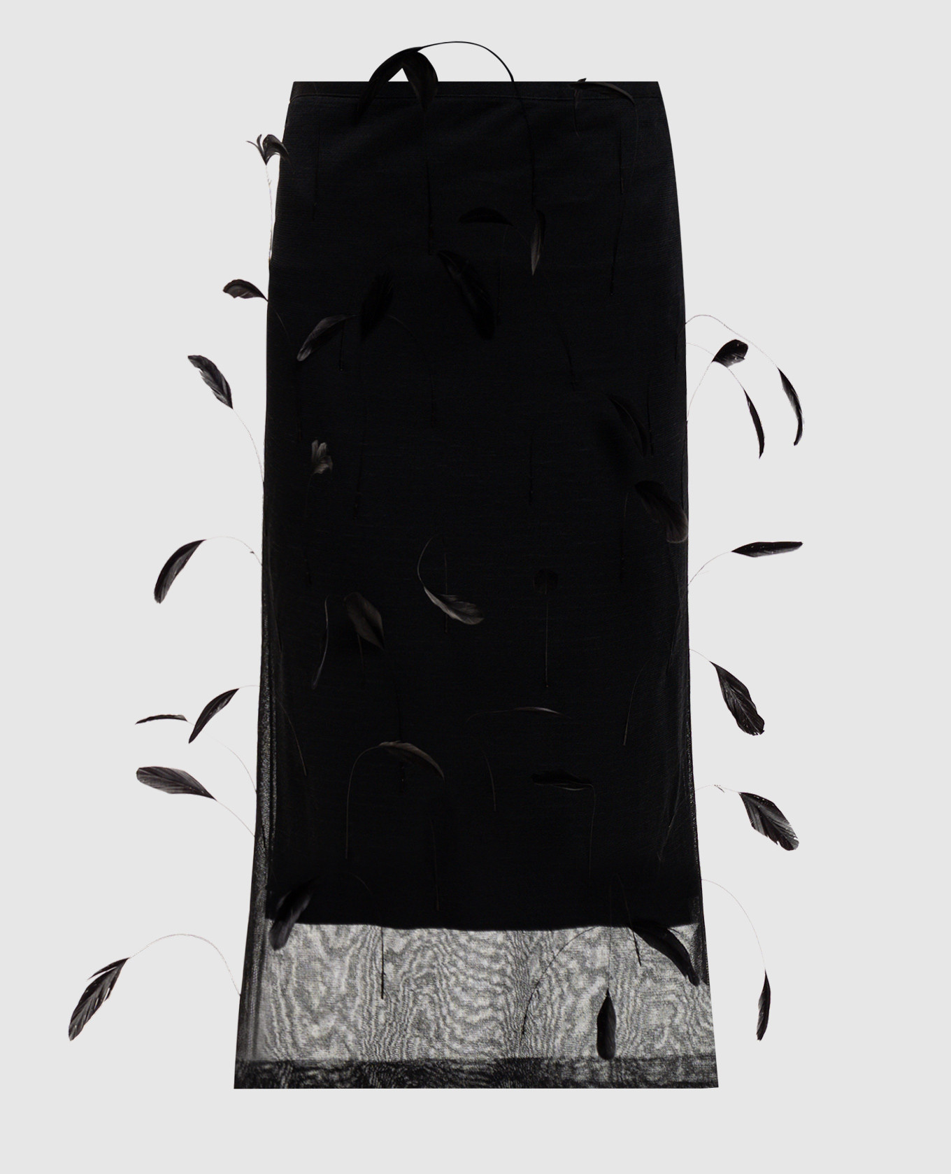 

Black silk midi skirt with feathers Jil Sander