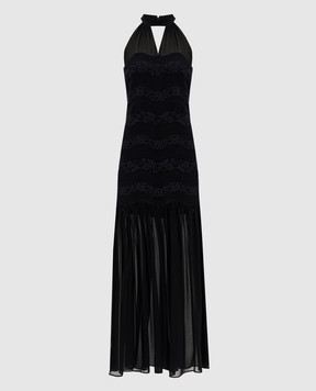 Twinset Black midi dress with lace 261TP2780