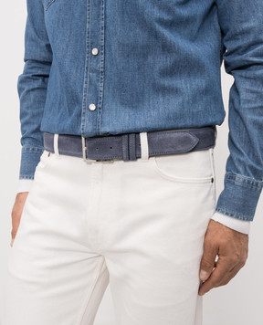 Cashmere&Whiskey Blue suede belt SUEDE
