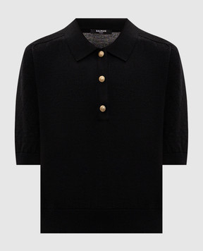 Balmain Black wool polo shirt HF1GB040KJ99