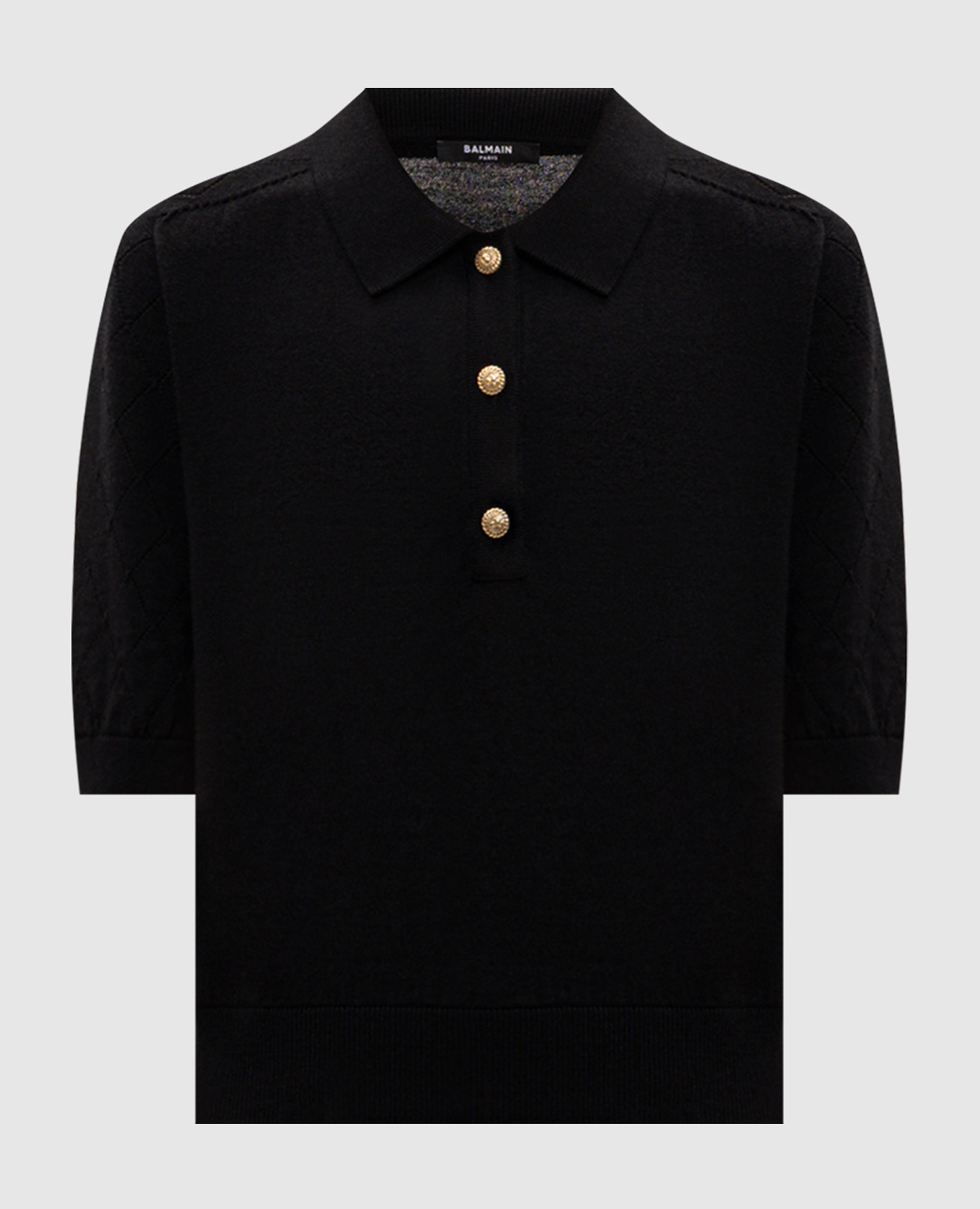 Black wool polo shirt