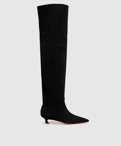 Black suede over-the-knee boots