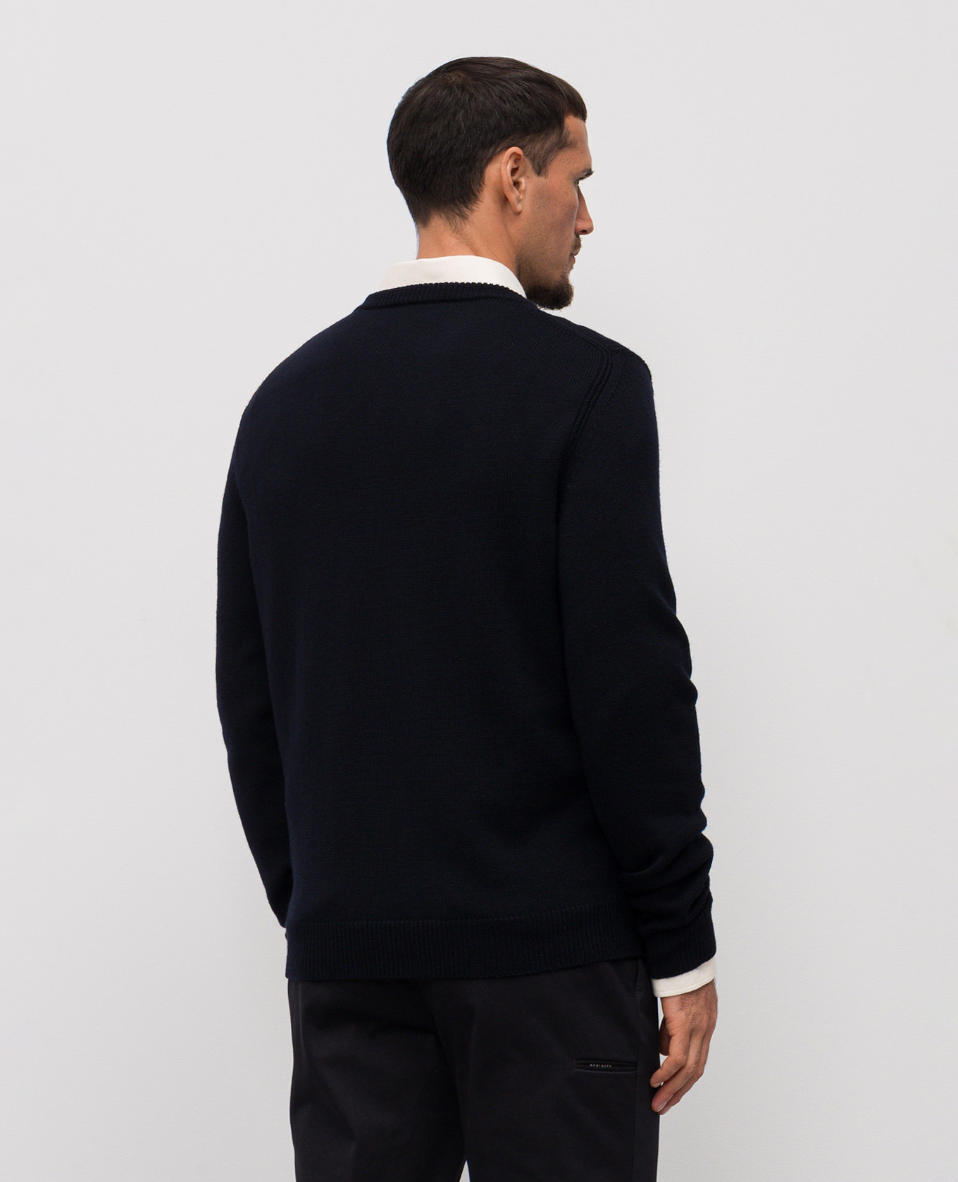 Blue wool sweater with logo pattern Peserico 4