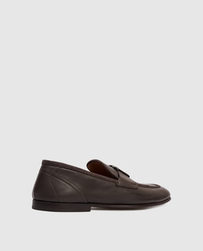Dolce&Gabbana Brown leather loafers with DG logo monogram A50462A6O70