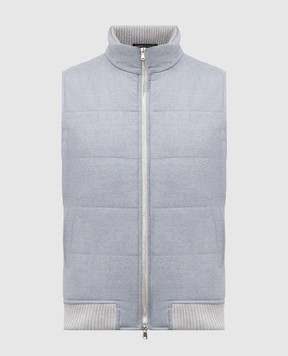 Pini Parma Blue wool and cashmere vest DOWNVEAZZ