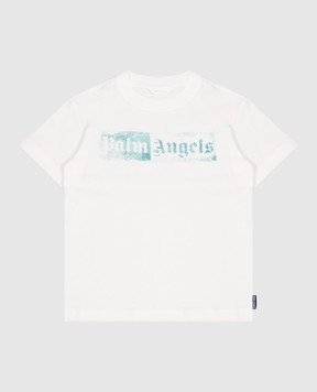 Palm Angels Children's ivory T-shirt with logo print F6PAJBTH113