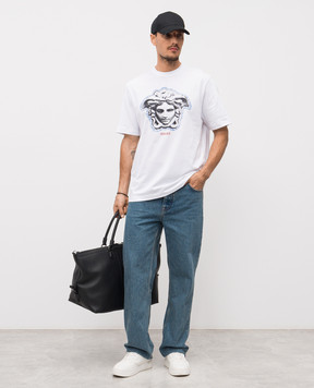 Versace White T-shirt with logo print 10133021A16753