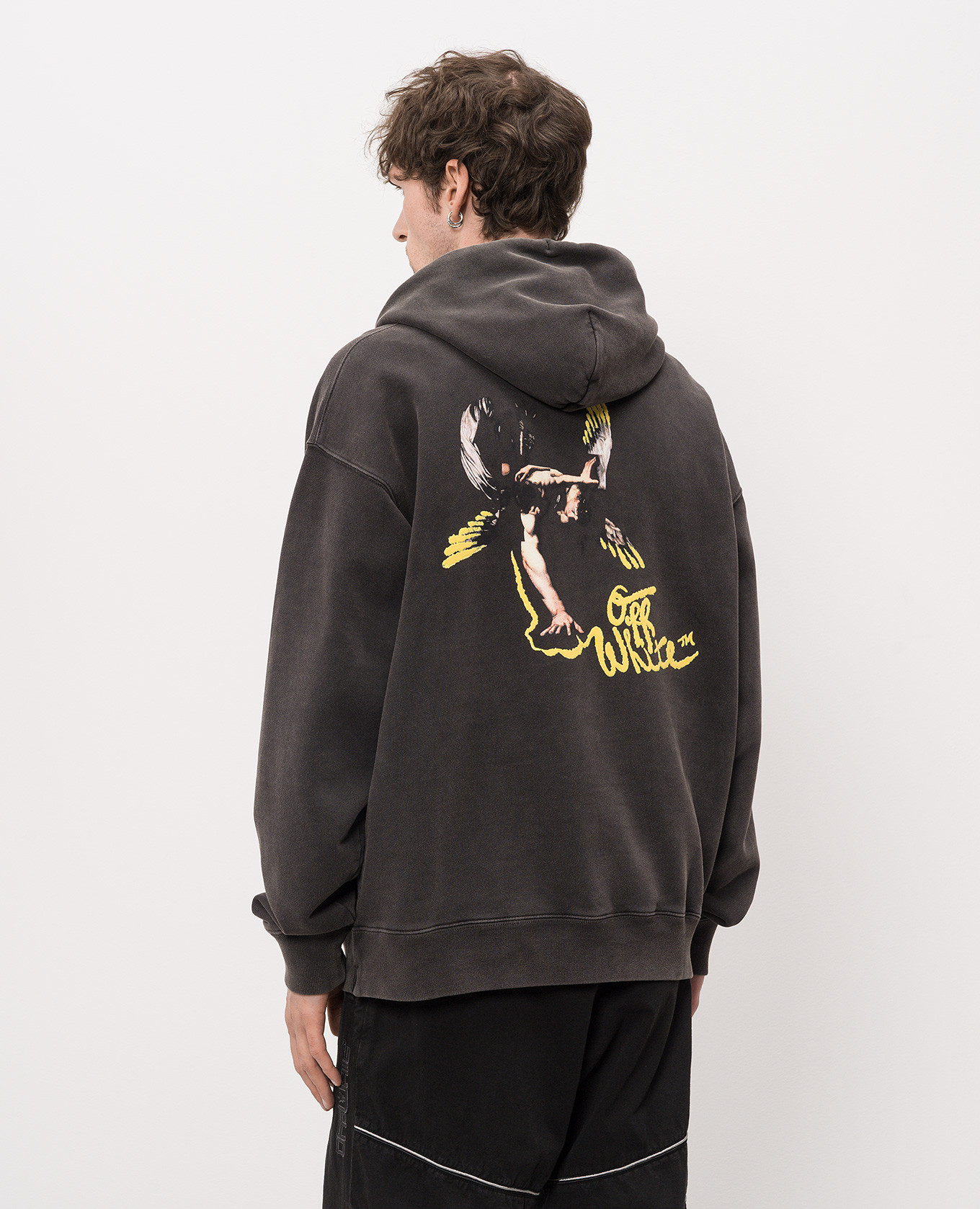 Black hoodie with Fallen Caravaggio print Off-White 4