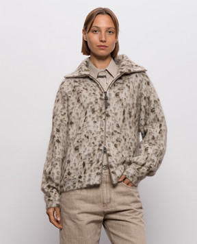 Brunello Cucinelli Beige cardigan with printed wool M2I242506P