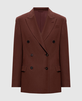 Brunello Cucinelli Brown double-breasted jacket with linen MH1267094