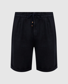 Brunello Cucinelli Blue linen shorts with lapels M243DU0020