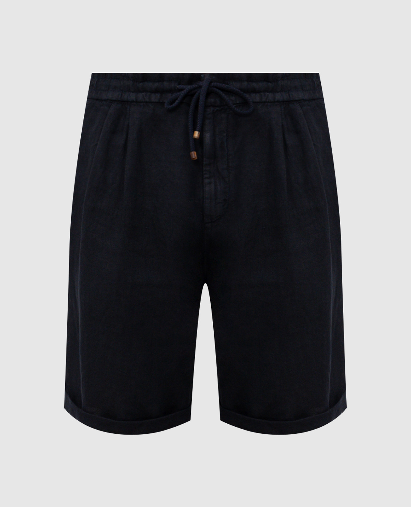 Blue linen shorts with lapels
