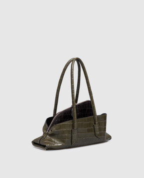 The Attico La Passeggiata Khaki Crocodile Embossed Leather Tote Bag 260WAH00058LBT155PR