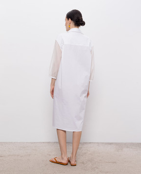 Peserico White silk dress with logo print S0256600K1979A
