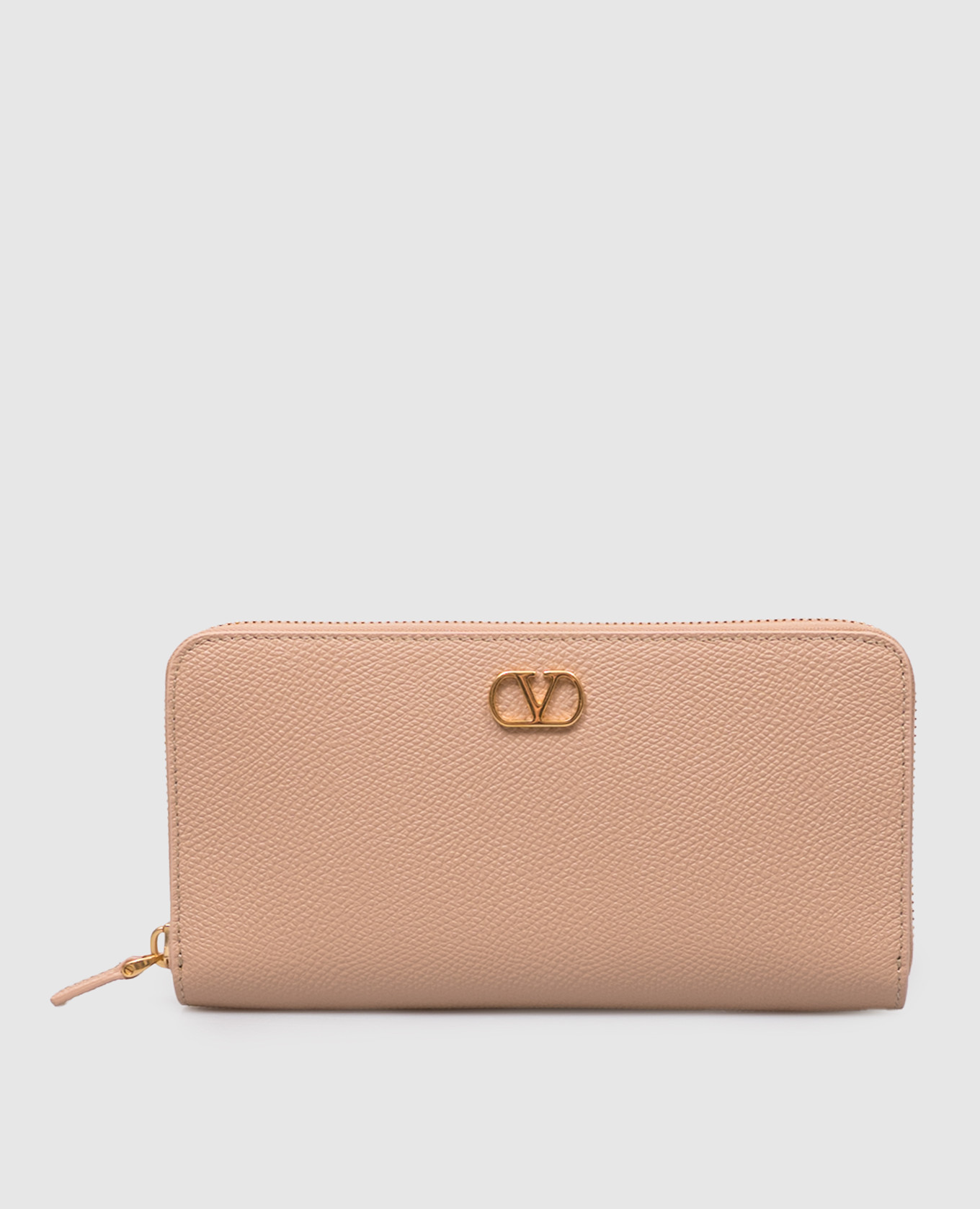 VLogo Signature Beige Leather Wallet