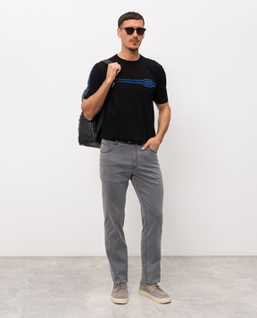 Stefano Ricci Black T-shirt with silk K818119G10F26285