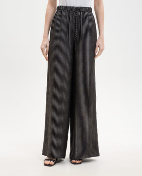 Max Mara CLARINO black striped silk palazzo pants MXMCLARINO