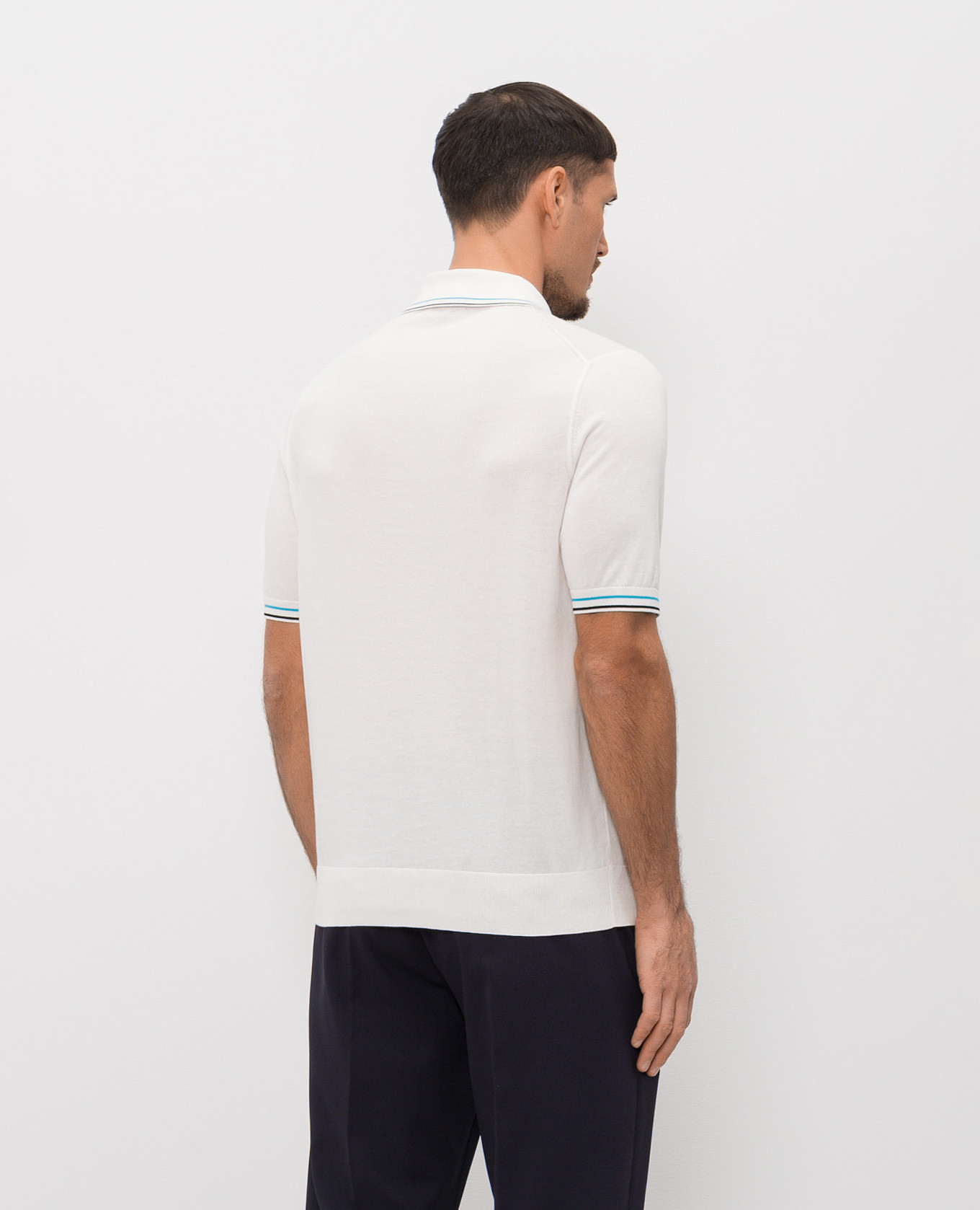 White polo shirt with embroidered emblem ISAIA 4