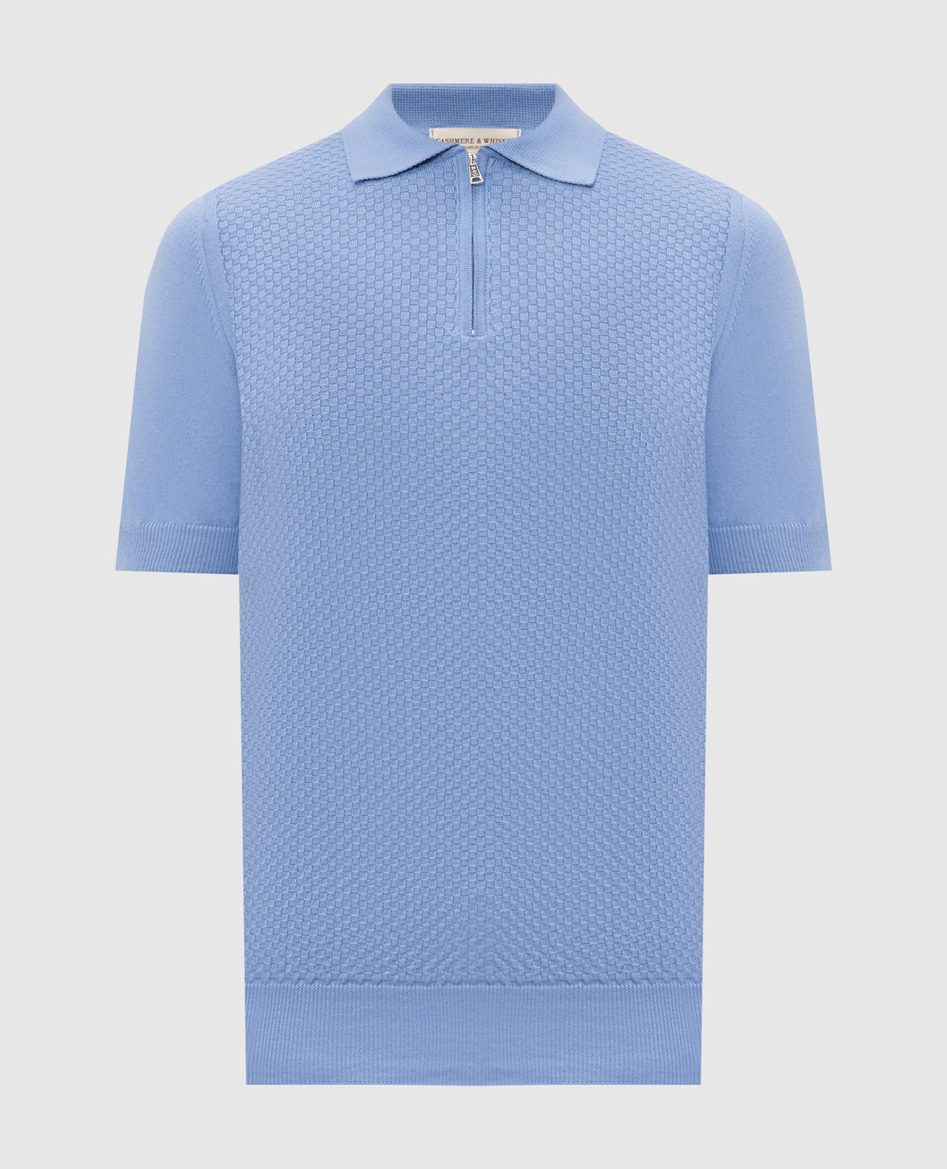 Blue patterned polo shirt